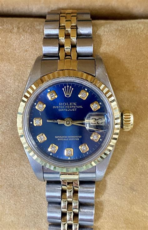 ladies rolex oyster perpetual datejust blue face